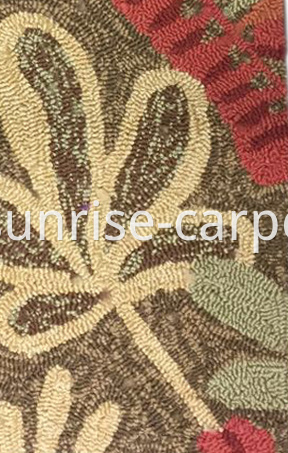 Hand Hooked Carpet Brown and Beige